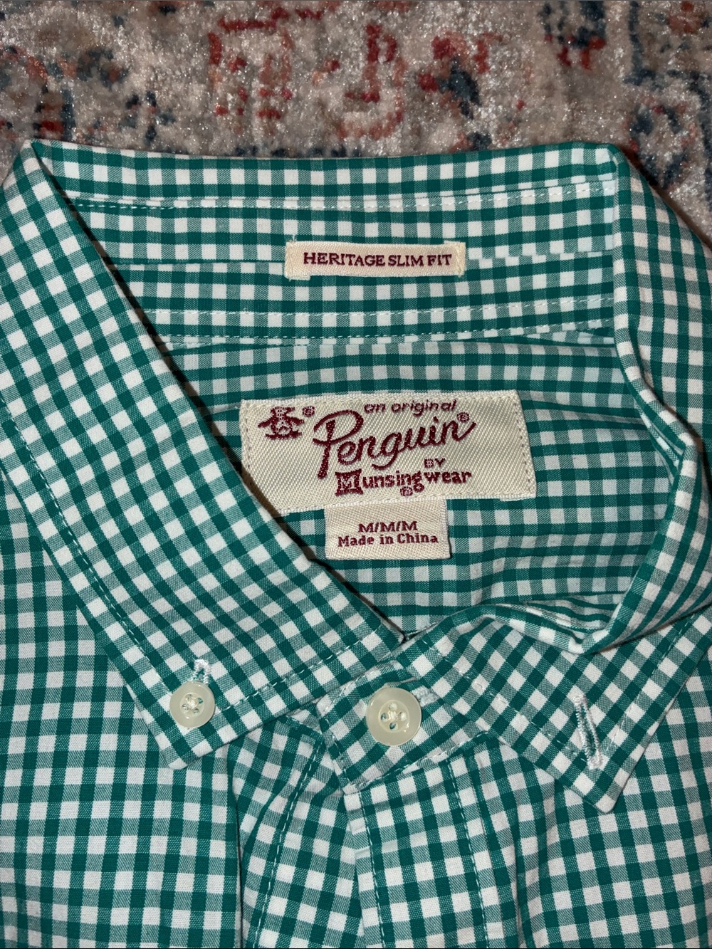 Penguin Heritage Slim Fit green/white  Gingham Shirt